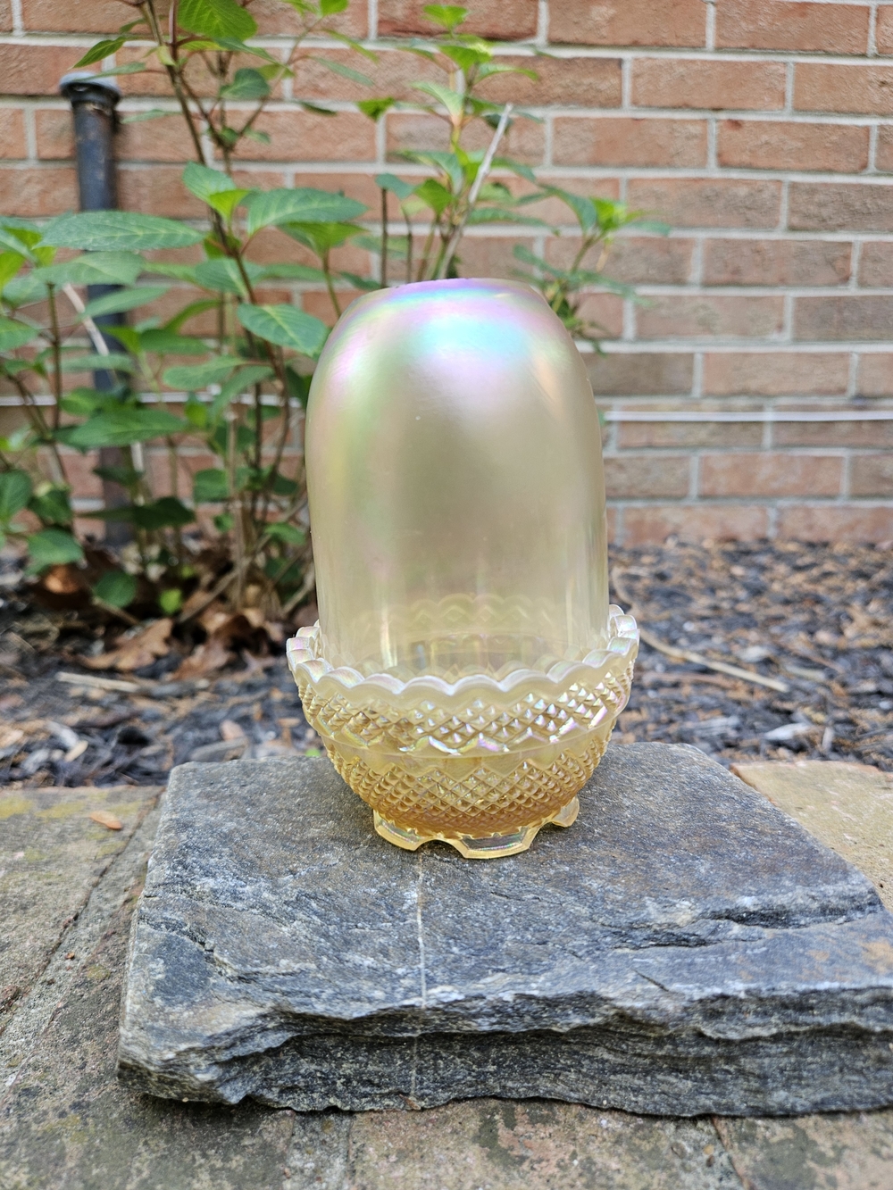 Vintage Fenton Irridescent Marigold Carnival Glass Fairy Light
